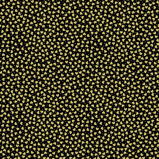 Cherish Black Mini Hearts with Metallic Accents 8963M12B Cotton Woven Fabric