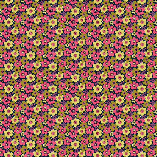 Call Me by Melanie Samra Pink and Green Floral 22480-74 Cotton Woven Fabric