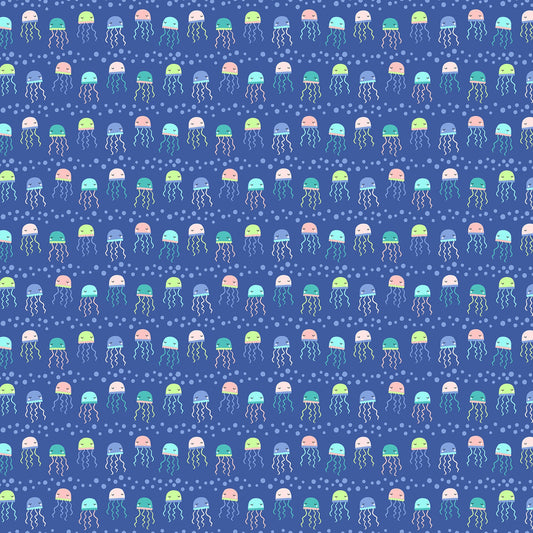 Mermaid Kitties Blue Jellyfish 22602-44 Cotton Woven Fabric