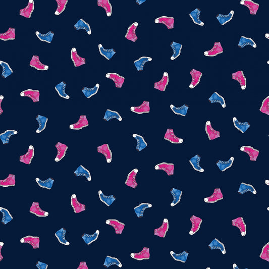 Groovy Girls by Masha D'yans Navy Toss Y2612-53 Cotton Woven Fabric