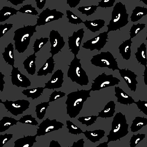 Ghoulish Gathering Black Eyes 9542G-99 Glow in the Dark Cotton Woven Fabric
