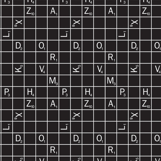 Licensed Hasbro Gaming Black Hasbro Scrabble Letter 95070112-1 Cotton Woven Fabric