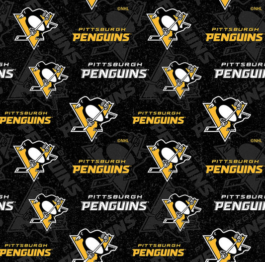 Licensed NHL Hockey Pittsburgh Penguins Tone on Tone Cotton 1199PEN Cotton Woven Fabric