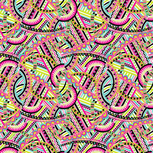 Feathers and Foliage by Pink Chandelier Pink Kaleidoscope 70457-379 Cotton Woven Fabric