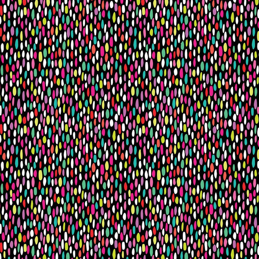 Feathers and Foliage by Pink Chandelier Black/Multi Dots 70460-936 Cotton Woven Fabric