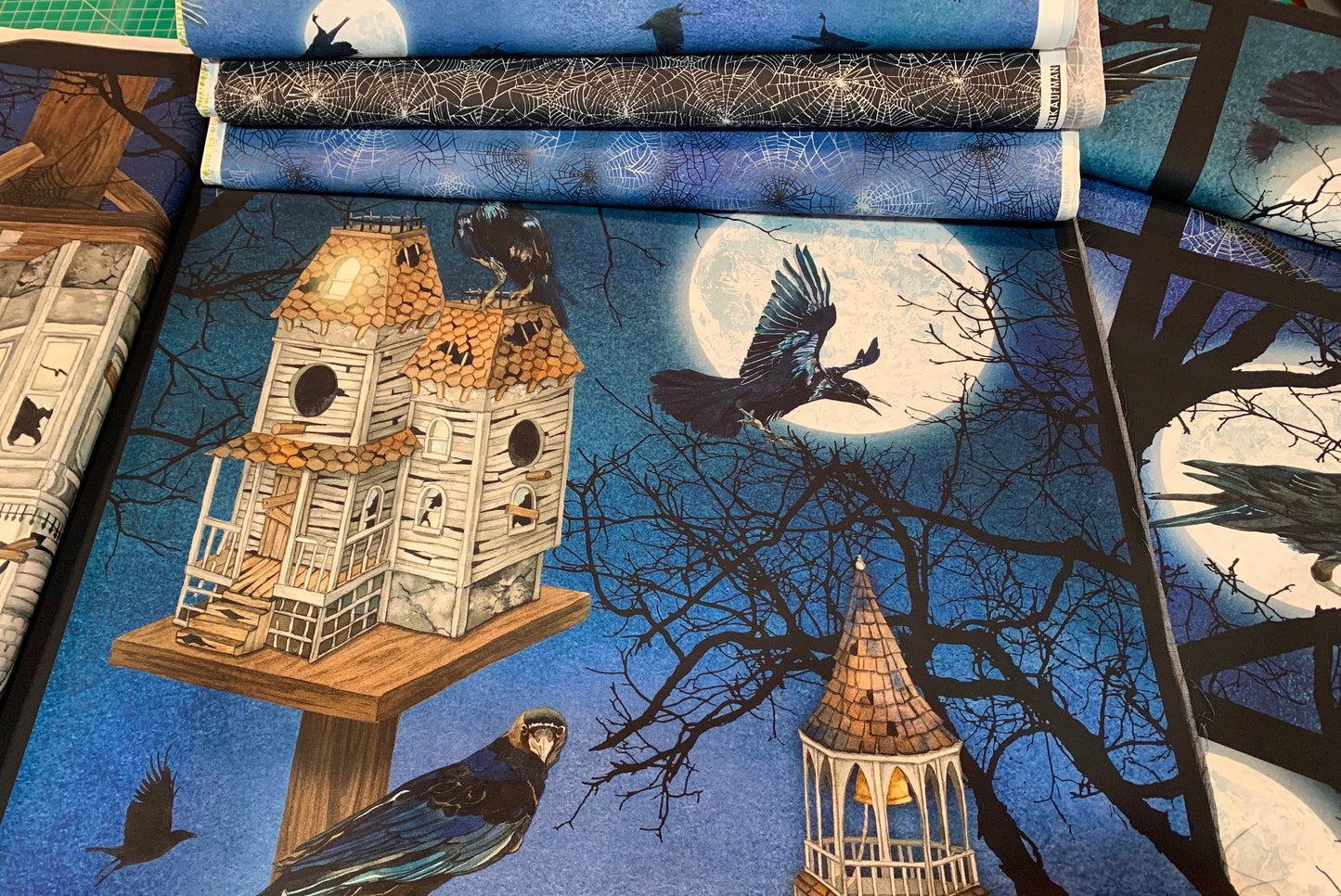 Raven Moon 24" Panel AWHD-18483-282 SPOOKY Cotton Woven Panel