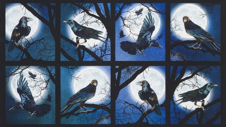 Raven Moon 24" Panel AWHD-18484-282 SPOOKY Cotton Woven Panel