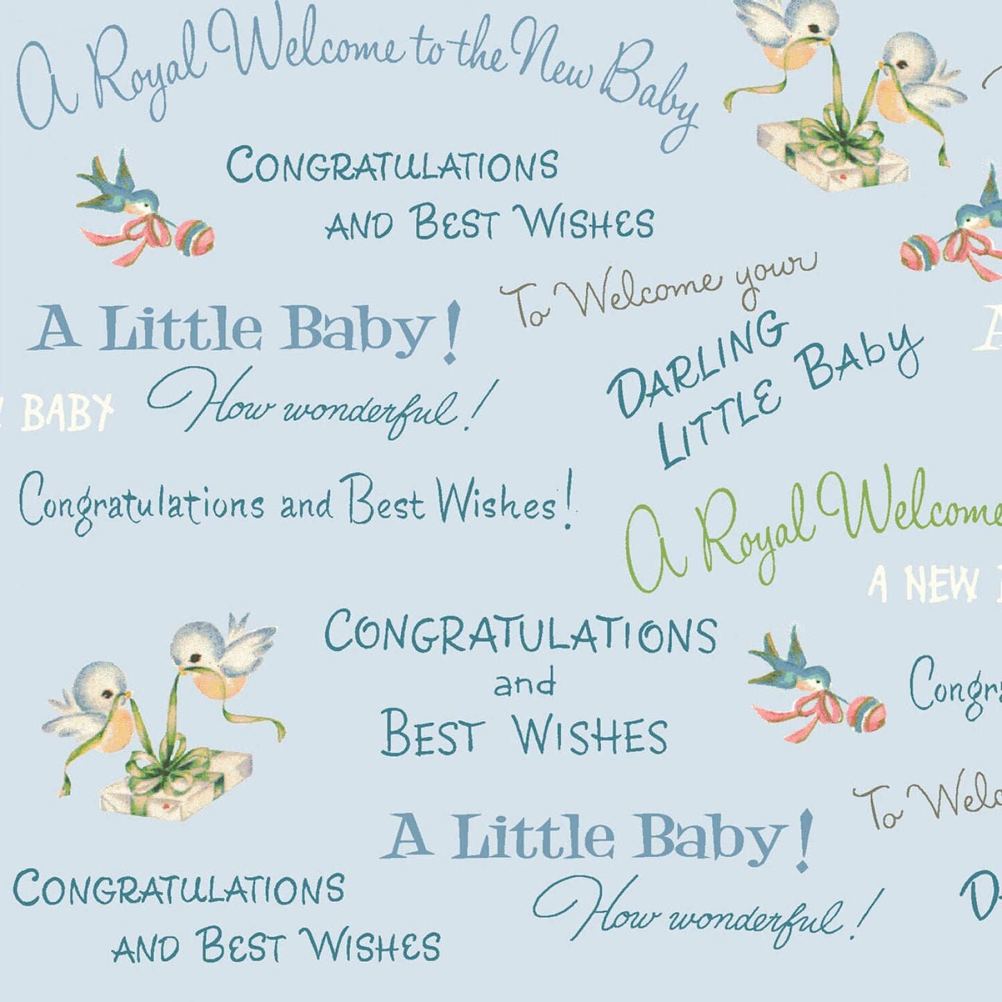 Welcome Baby by Sara Morgan Blue Congrats Baby WELC3014-BB Cotton Woven Fabric