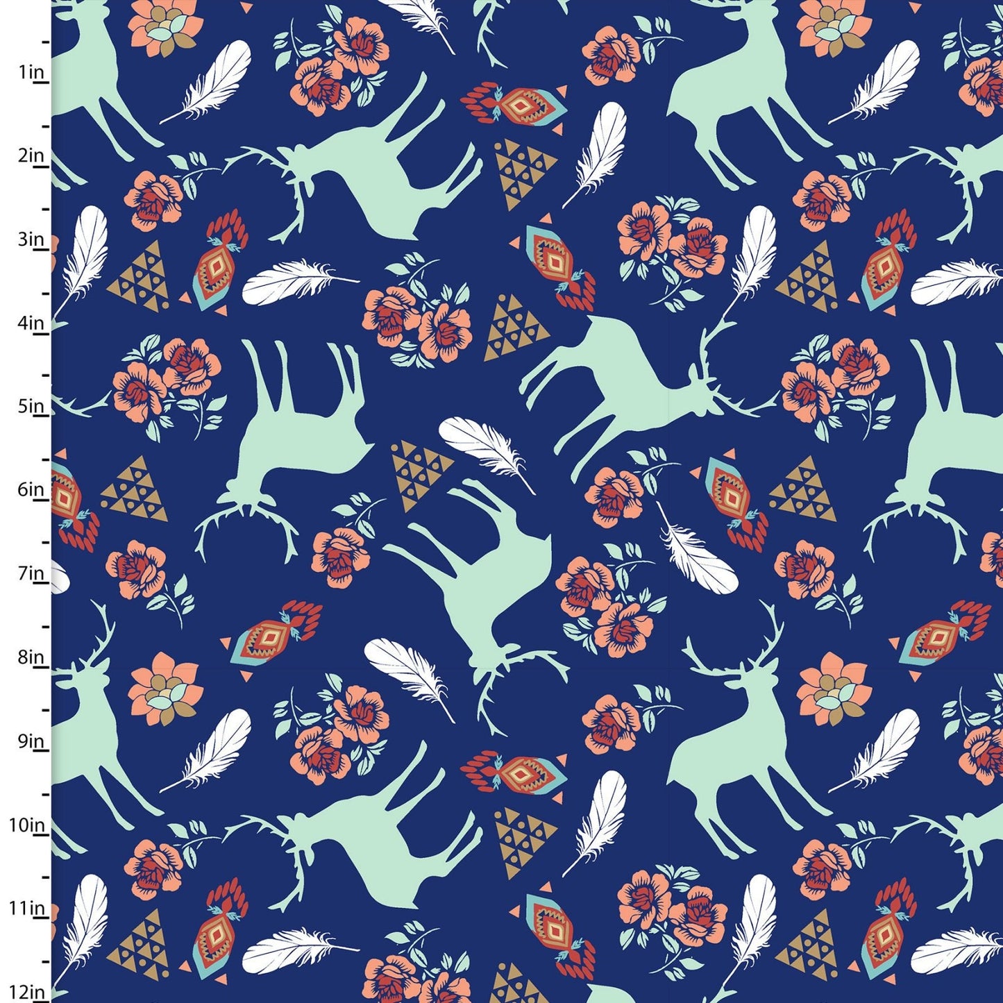 Pachua Deer 12933-NAVY Cotton Woven Fabric