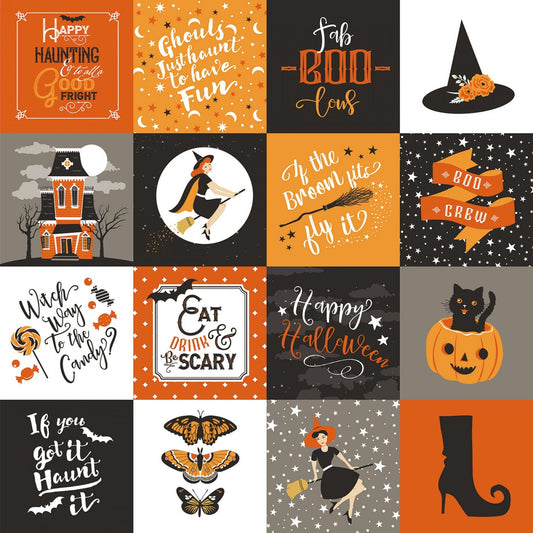 Fab Boo Lous Witches by Dani Mogstad Main Orange C8170R-ORANG (Blocks are 3" X 3") Cotton Woven Fabric