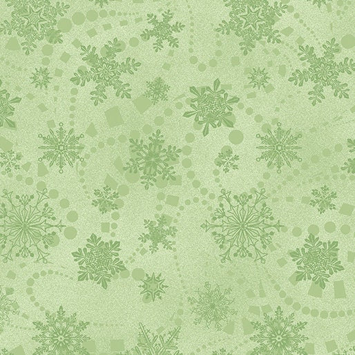 Cat-i-tude Christmas by Ann Lauer Mint Snowflake Spree 6748-40 Cotton Woven Fabric