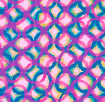 Mirage Pink Interlocking Circles 26998P Digitally Printed Cotton Woven Fabric