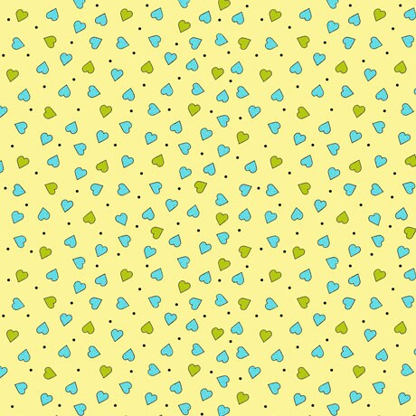 Party Like a Unicorn from Desiree's Designs Pale Yellow Tiny Hearts 26916S Cotton Woven Fabric