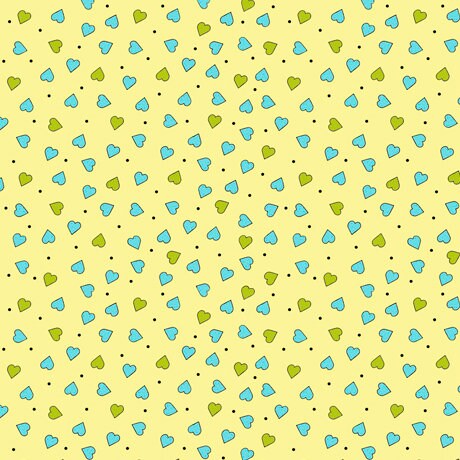 Party Like a Unicorn from Desiree's Designs Pale Yellow Tiny Hearts 26916S Cotton Woven Fabric