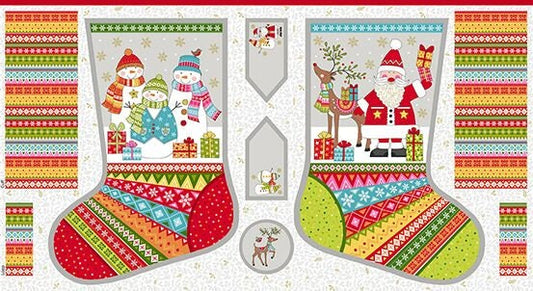 Festive Stocking 24" Panel TP-2107-1 Cotton Woven Panel