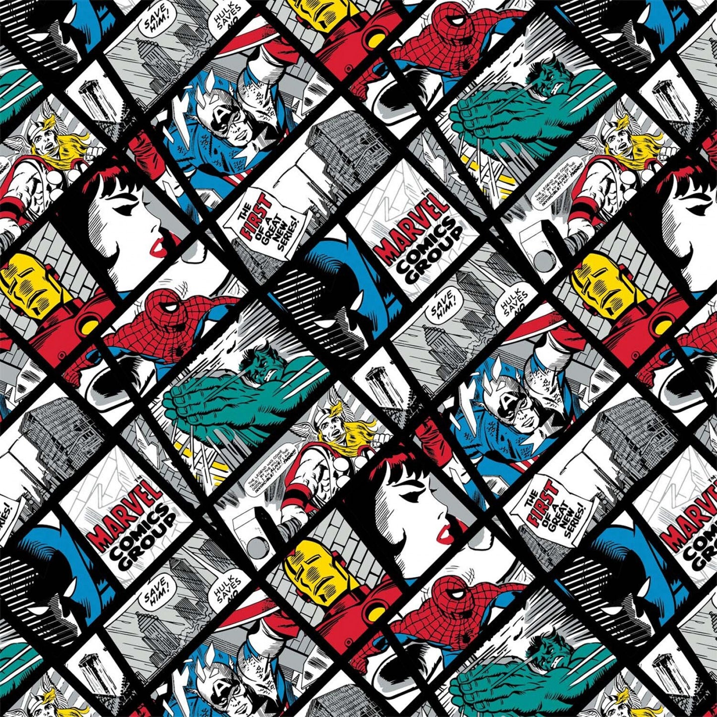 Licensed Marvel Comic Pop Power Multi Marvel Pop Grid 13020511-1 Cotton Woven Fabric