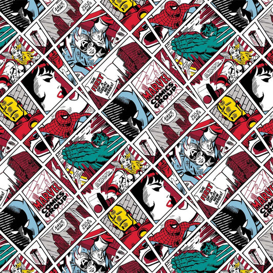 Licensed Marvel Comic Pop Power Red Marvel Pop Grid 13020511-4 Cotton Woven Fabric