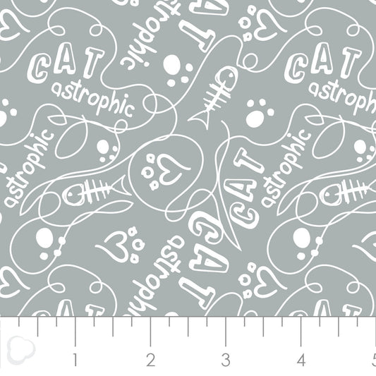 Cats Rule Catastrophic in Grey 34180107-3 Cotton Woven Fabric