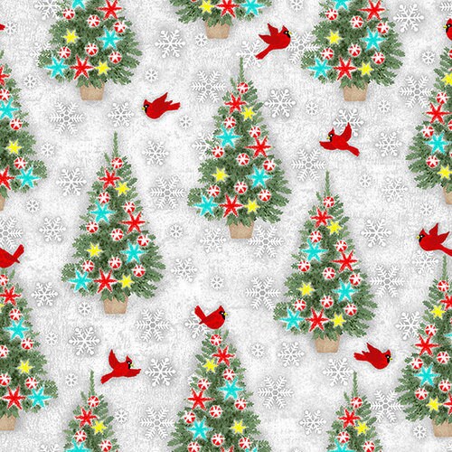 Yuletide Cheer Grey Trees 4726-90 Cotton Woven Fabric