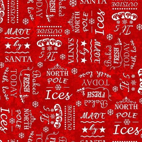 Yuletide Cheer Red Chalkboard Words 4730-88 Cotton Woven Fabric
