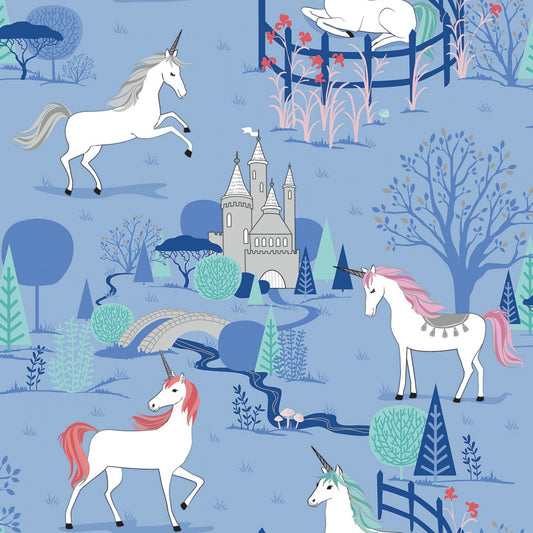 My Unicorn by Kelly Panacci Main Periwinkle with Sparkle  SC8200R-PERI Cotton Woven Fabric