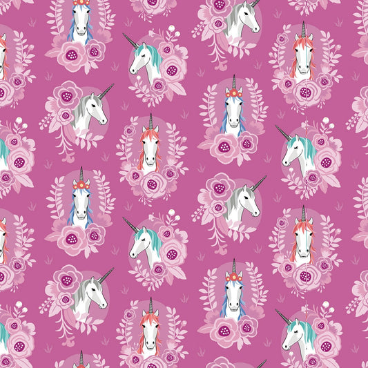My Unicorn by Kelly Panacci Portrait Dark Pink SC8203R-DKPIN Cotton Woven Fabric
