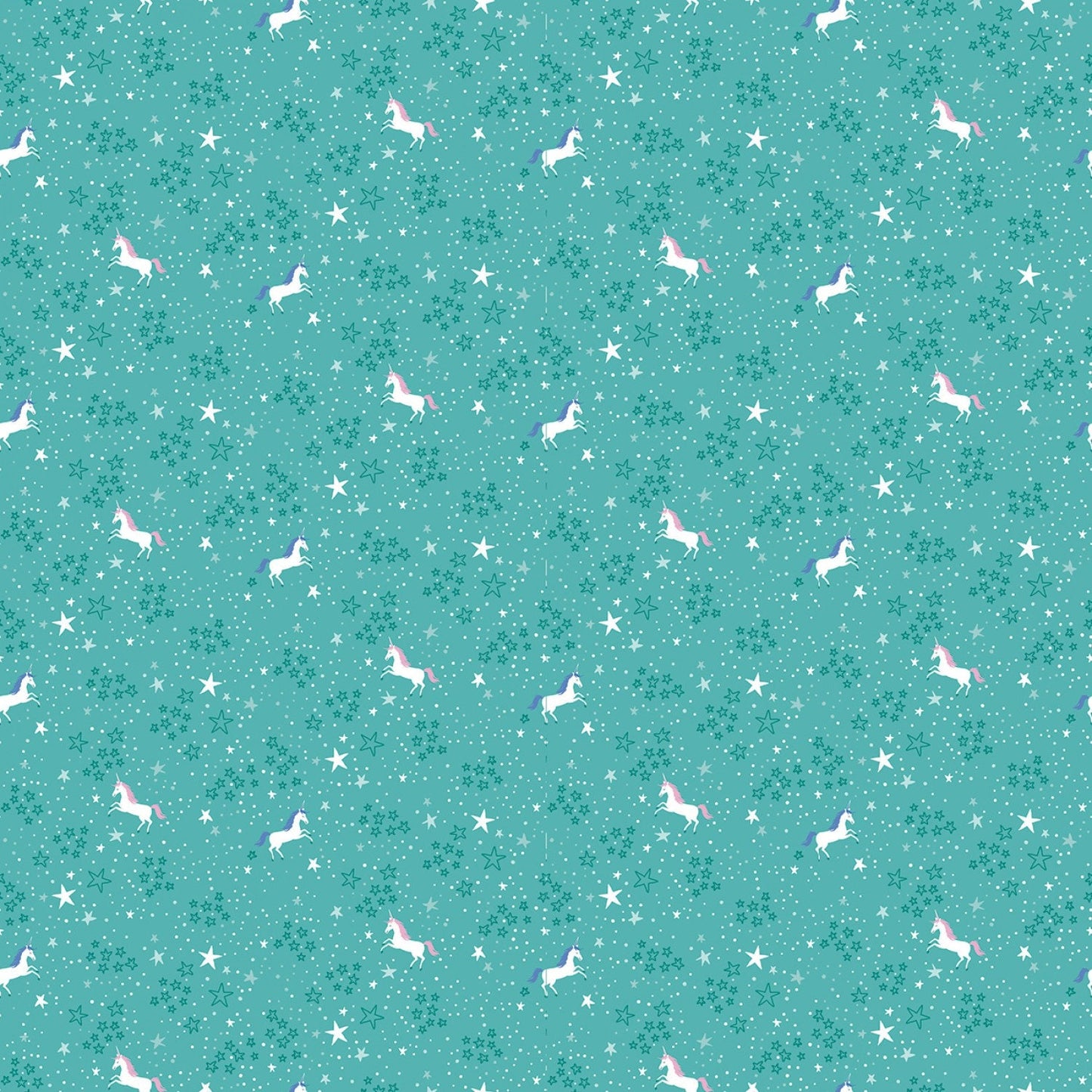 Last Piece 1 yard 34 inches My Unicorn by Kelly Panacci Starry Night Teal  C8204R-TEAL Cotton Woven Fabric