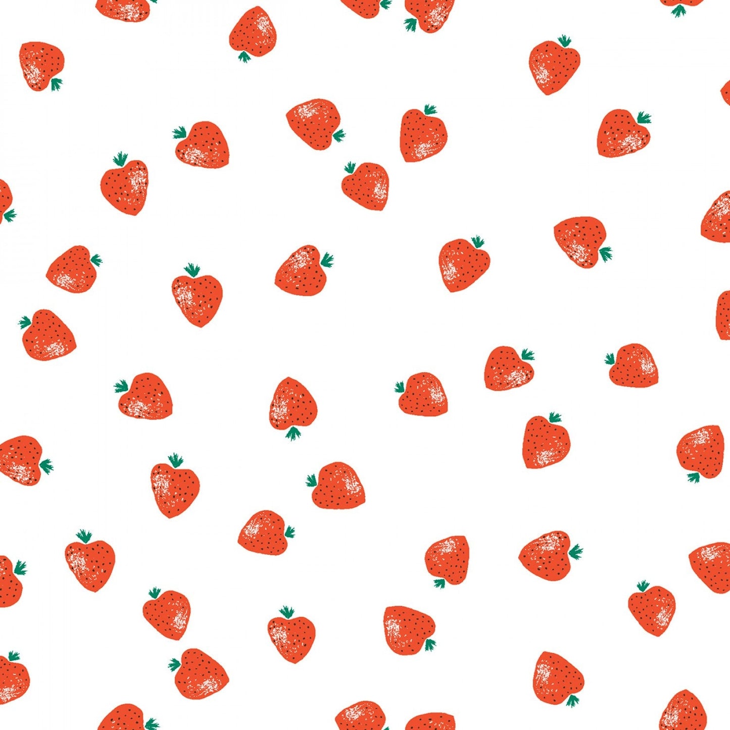 Flockstar White Strawberries ST-1265WHIT Cotton Woven Fabric