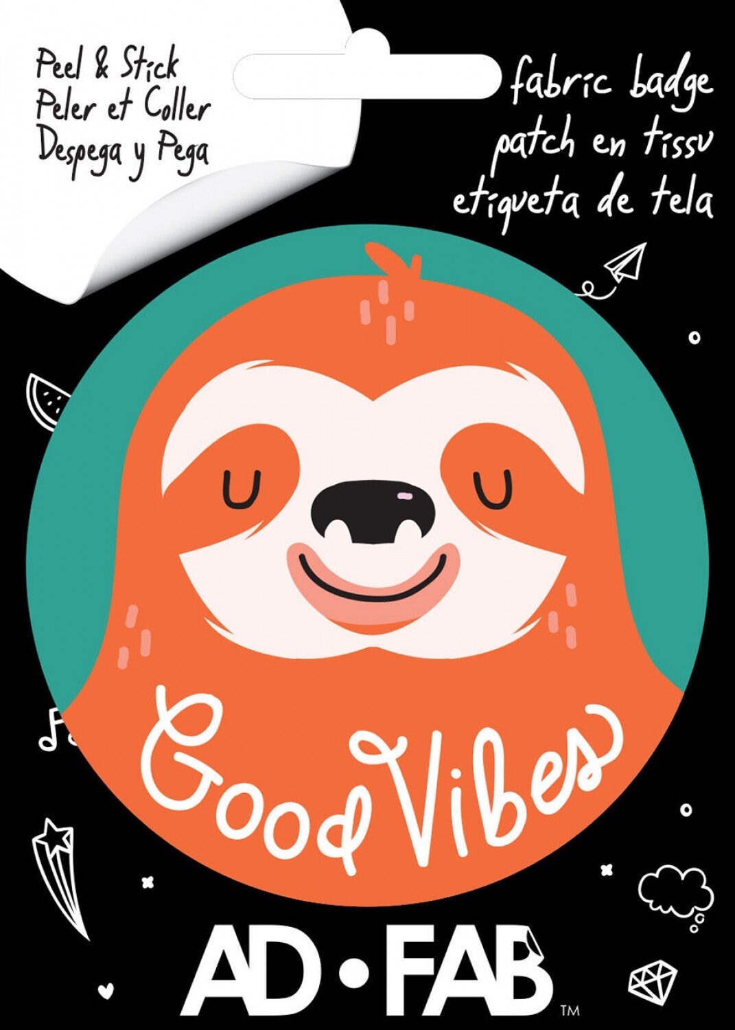 Ad Fab Adhesive Badge Gotta Have Tween Neutral Good Vibes Adhesive Fabric 3" Badge 21182403X 100% Polyester