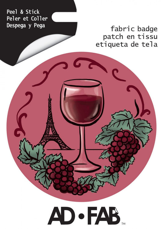 Ad Fab Adhesive Badge Sippin' with Besties Wine Adhesive Fabric 3" Badge 21183104X 100% Polyester