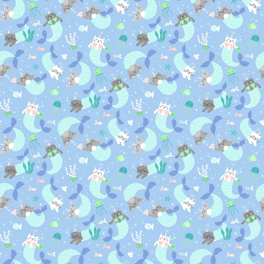 Mermaid Kitties 22600-42 Cotton Woven Fabric