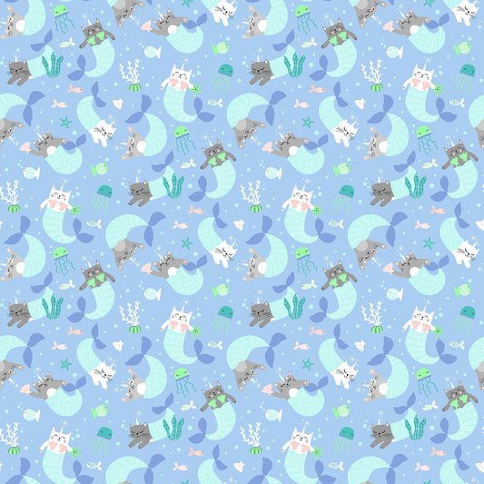 Mermaid Kitties 22600-42 Cotton Woven Fabric