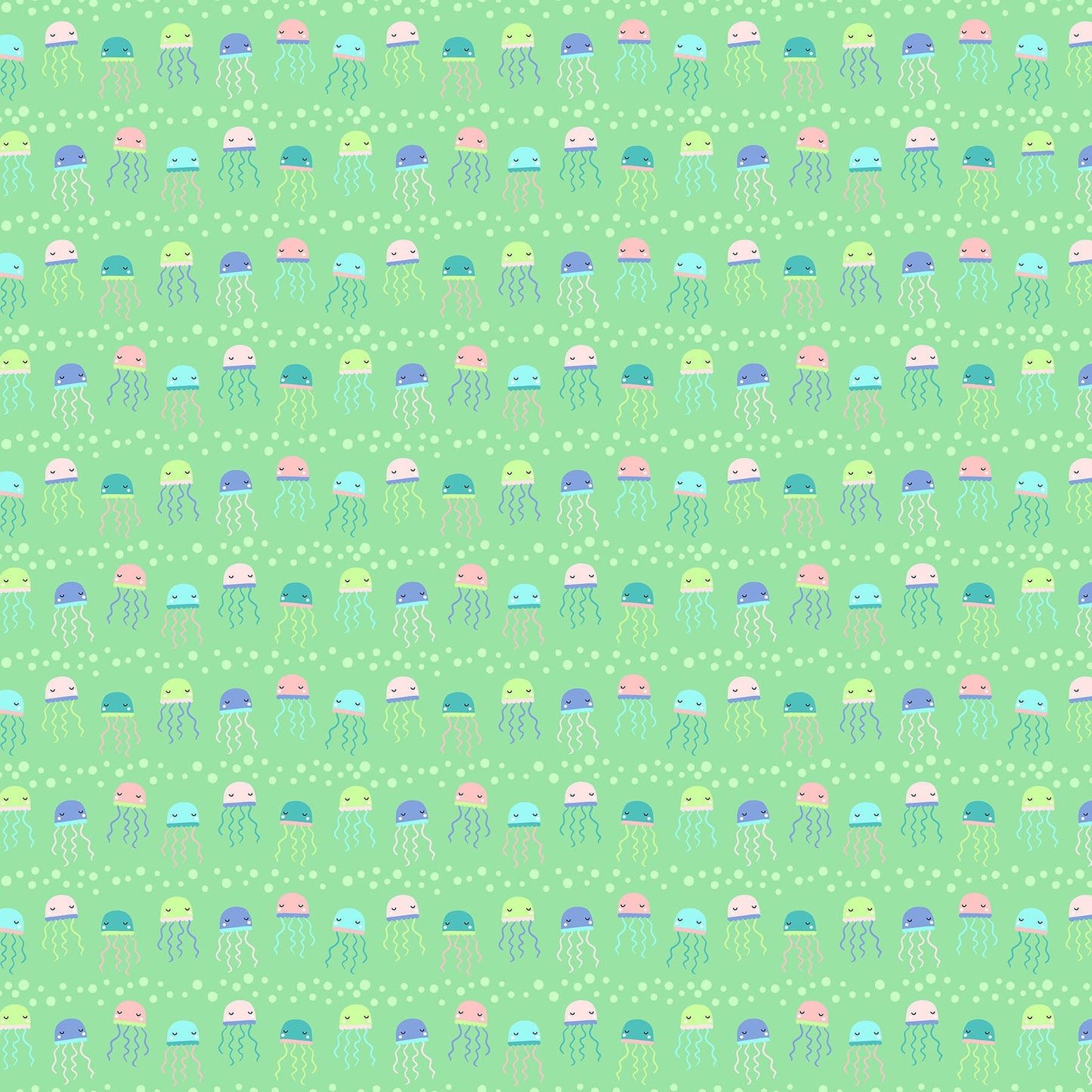 Mermaid Kitties Green Jellyfish 22602-72 Cotton Woven Fabric