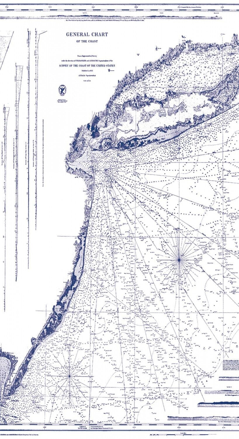 Nautical by Caskata 24" Panel Chart White C8551R-WHITE Cotton Woven Panel
