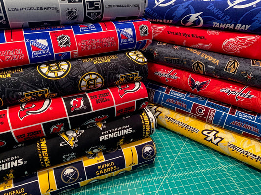 Licensed NHL Hockey Chicago Blackhawks Small Scale Box Allover 840BLK Cotton Woven Fabric Cotton Woven Fabric