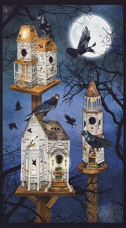 Raven Moon 24" Panel AWHD-18483-282 SPOOKY Cotton Woven Panel