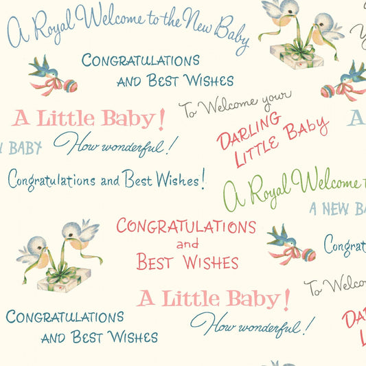 Welcome Baby by Sara Morgan Multi Congrats Baby WELC3014-MU Cotton Woven Fabric