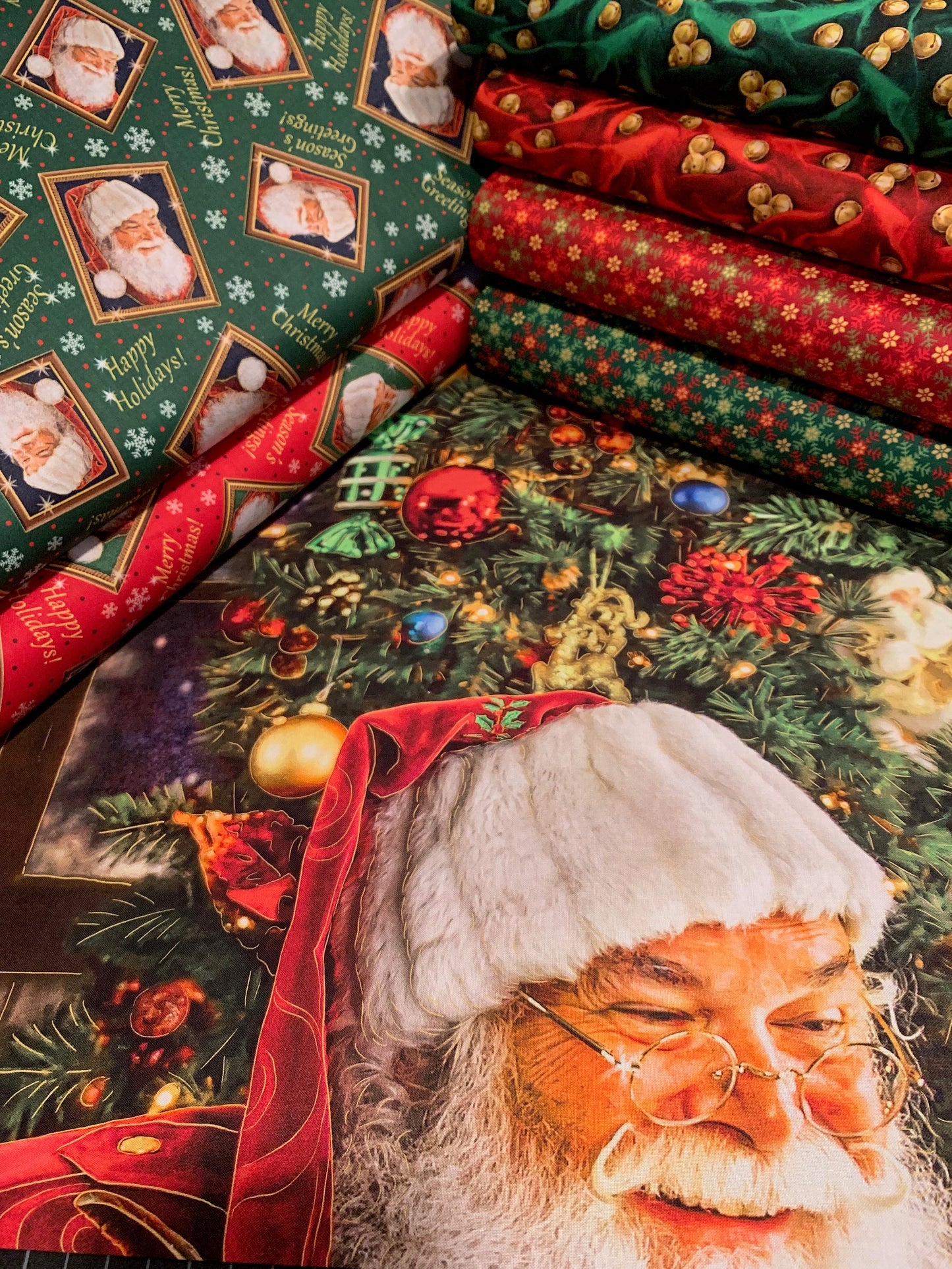 Santa's List Dark Red Jingle Bells 27262R Cotton Woven Fabric