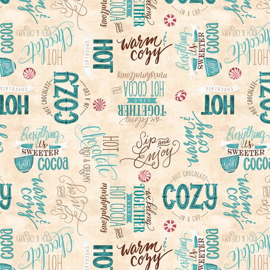 Cuppa Cocoa by Danielle Leone Cream Word Toss 27575-142 Cotton Woven Fabric