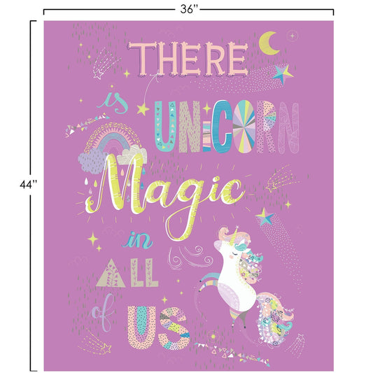 Out of This World Glow Unicorn Magic 36" Panel in Purple Glow in the Dark Cotton Woven Panel