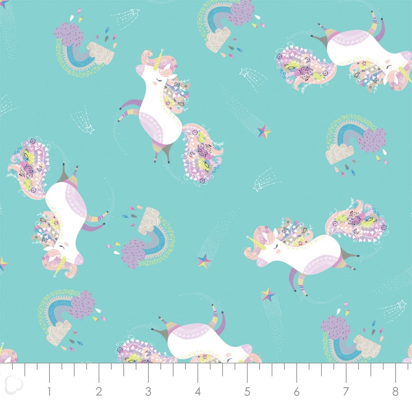 Out of This World Glow Dancing Unicorns in Blue Glow in the Dark Cotton Woven Fabric