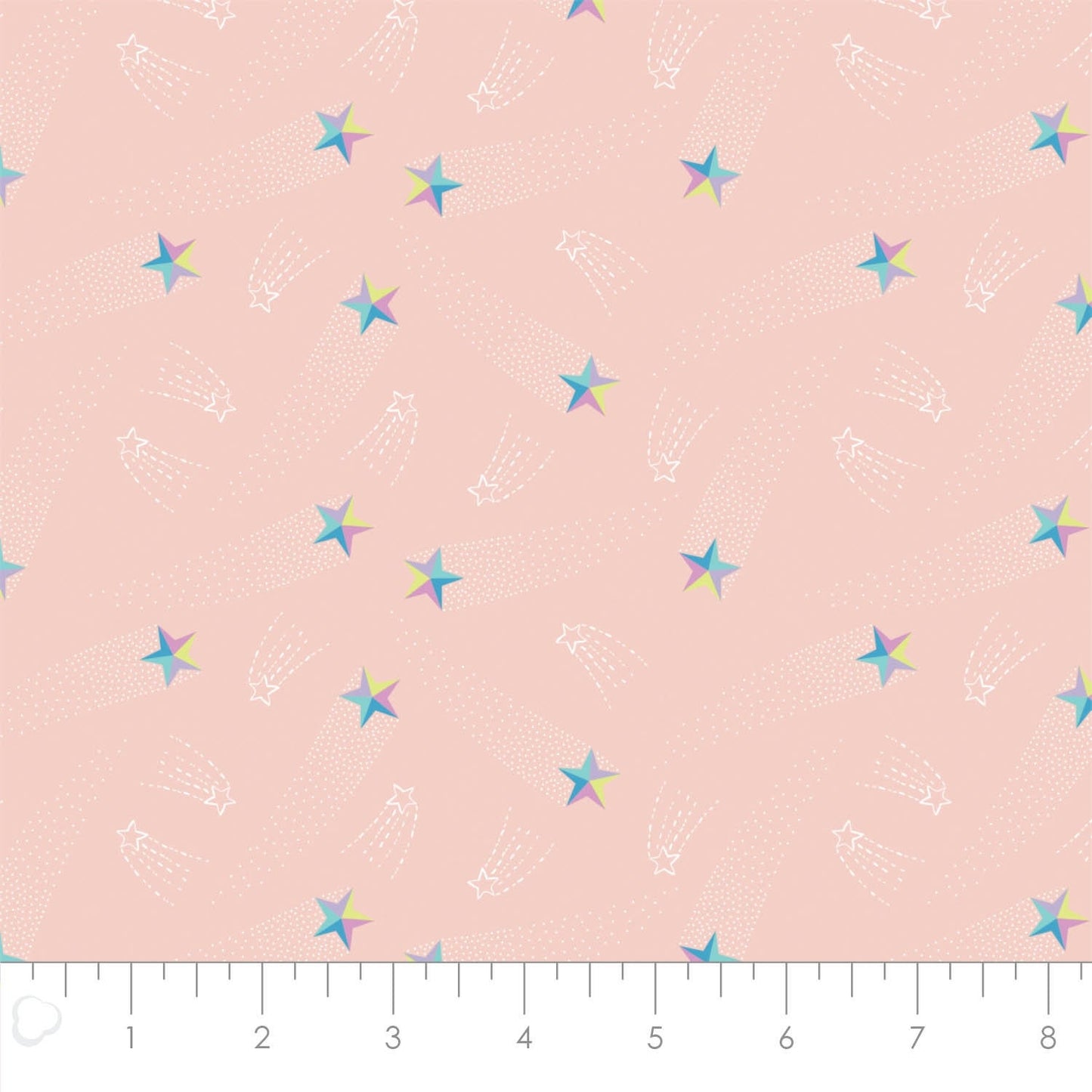 Out of This World Glow Shooting Stars in Blush Glow in the Dark Cotton Woven Fabric