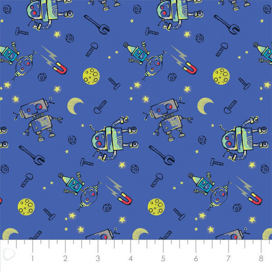 Out of This World Glow Build a Friend in Blue Glow in the Dark Cotton Woven Fabric 91180305R 01