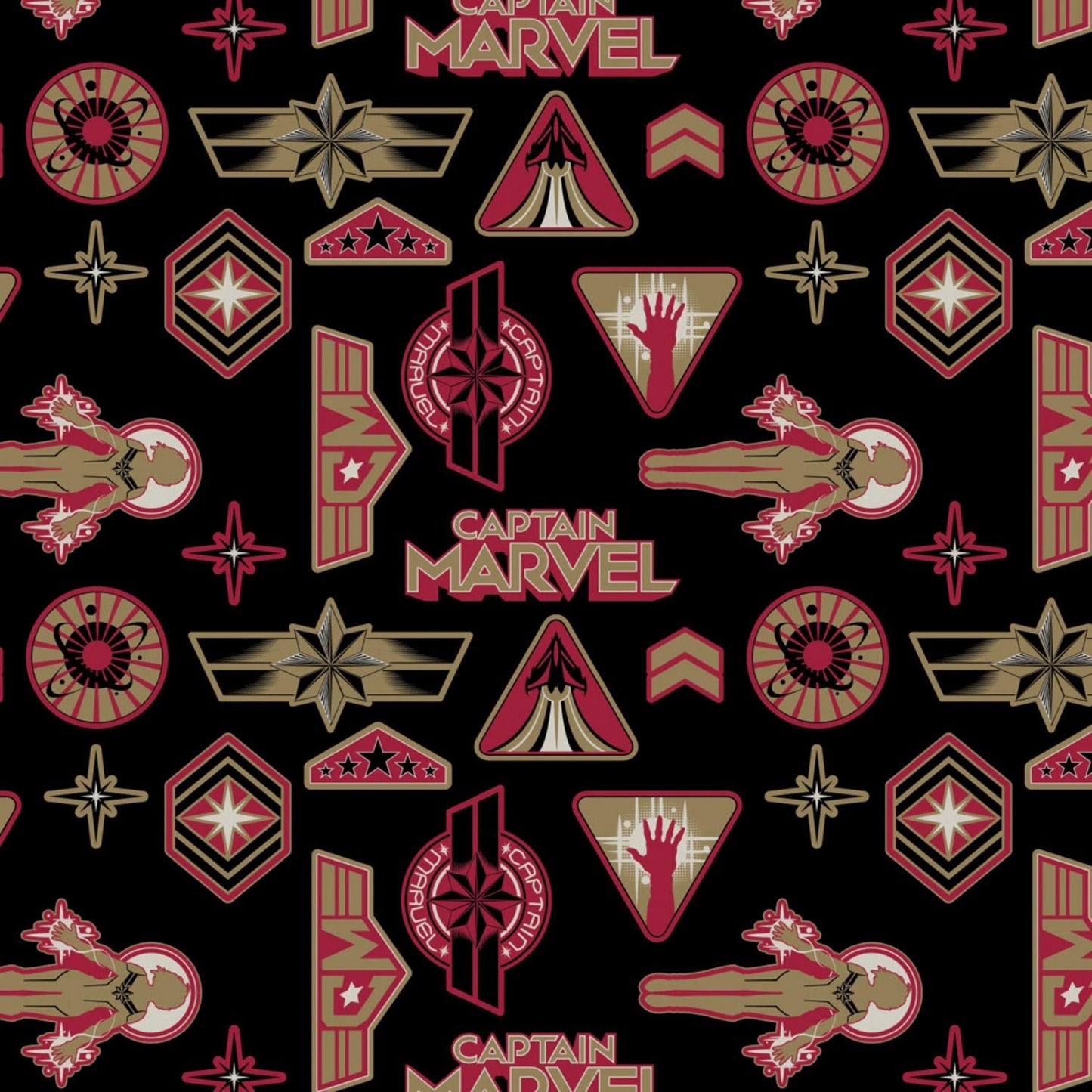Licensed Captain Marvel Black Logo Toss 13020603-1 Cotton Woven Fabric