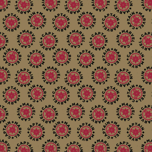 Licensed Captain Marvel Gold Logo 13020604-3 Cotton Woven Fabric