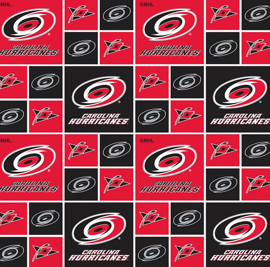 Licensed NHL Hockey Carolina Hurricanes Block on Cotton 020HUR Cotton Woven Fabric