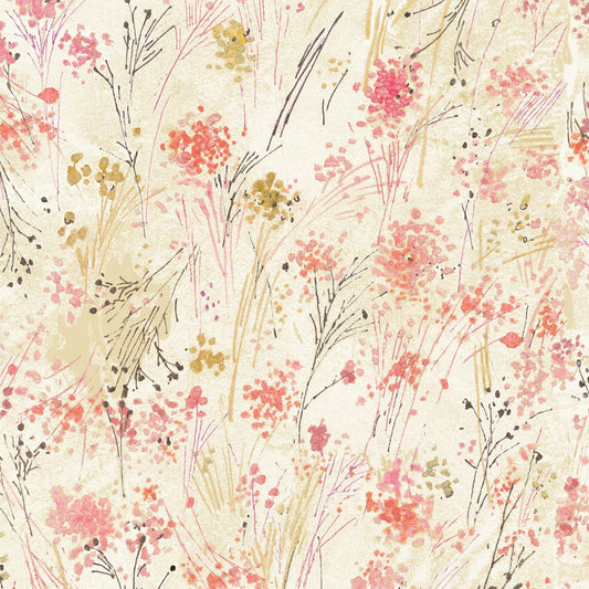 Cream Floral Digitally Printed CD7192-CRM Cotton Woven Fabric