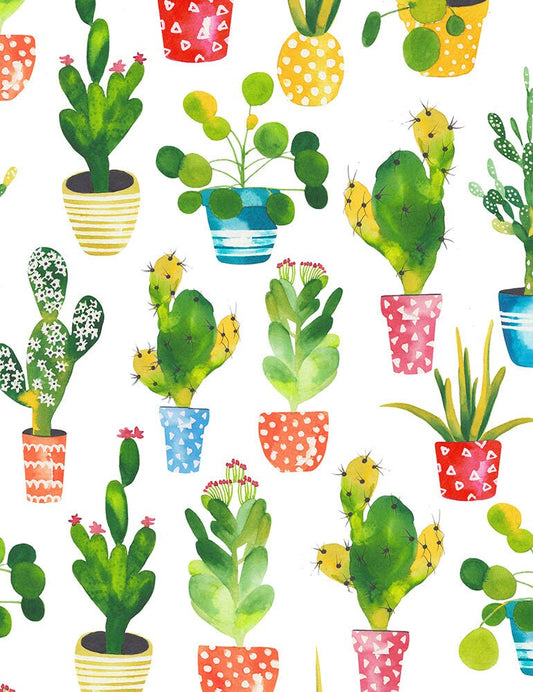 Cacti West-C7216-White Cotton Woven Fabric