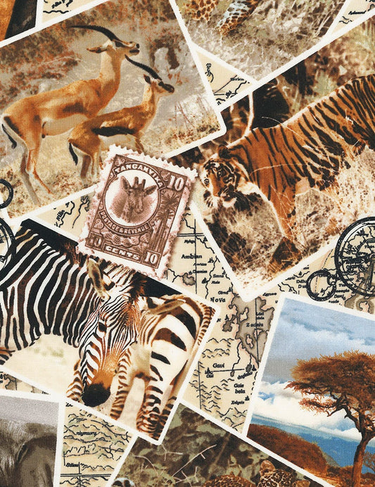 Safari Post Card Wild-C7231-Multi Cotton Woven Fabric