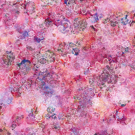 Arcadia Digiprint Crochet Blossoms Fushia Digiprint RJ806J-FU2D Cotton Woven Fabric